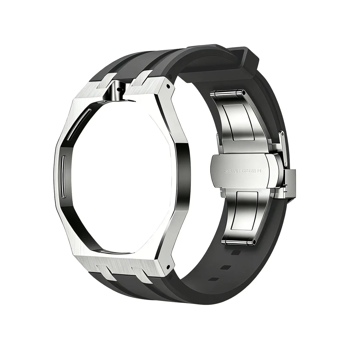 Black Steel Silicone Bracelet