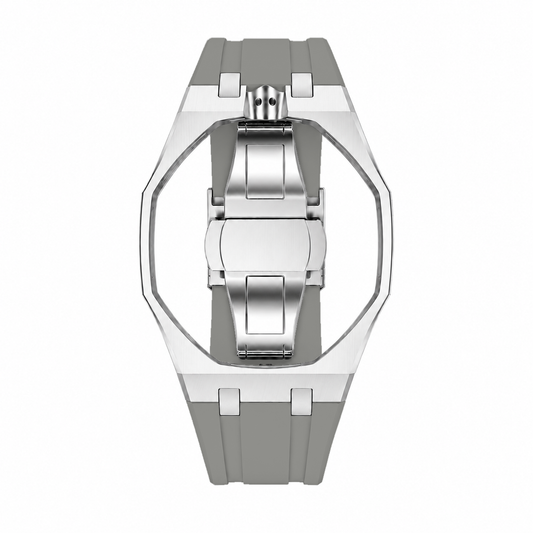 Grey Steel Silicone Bracelet