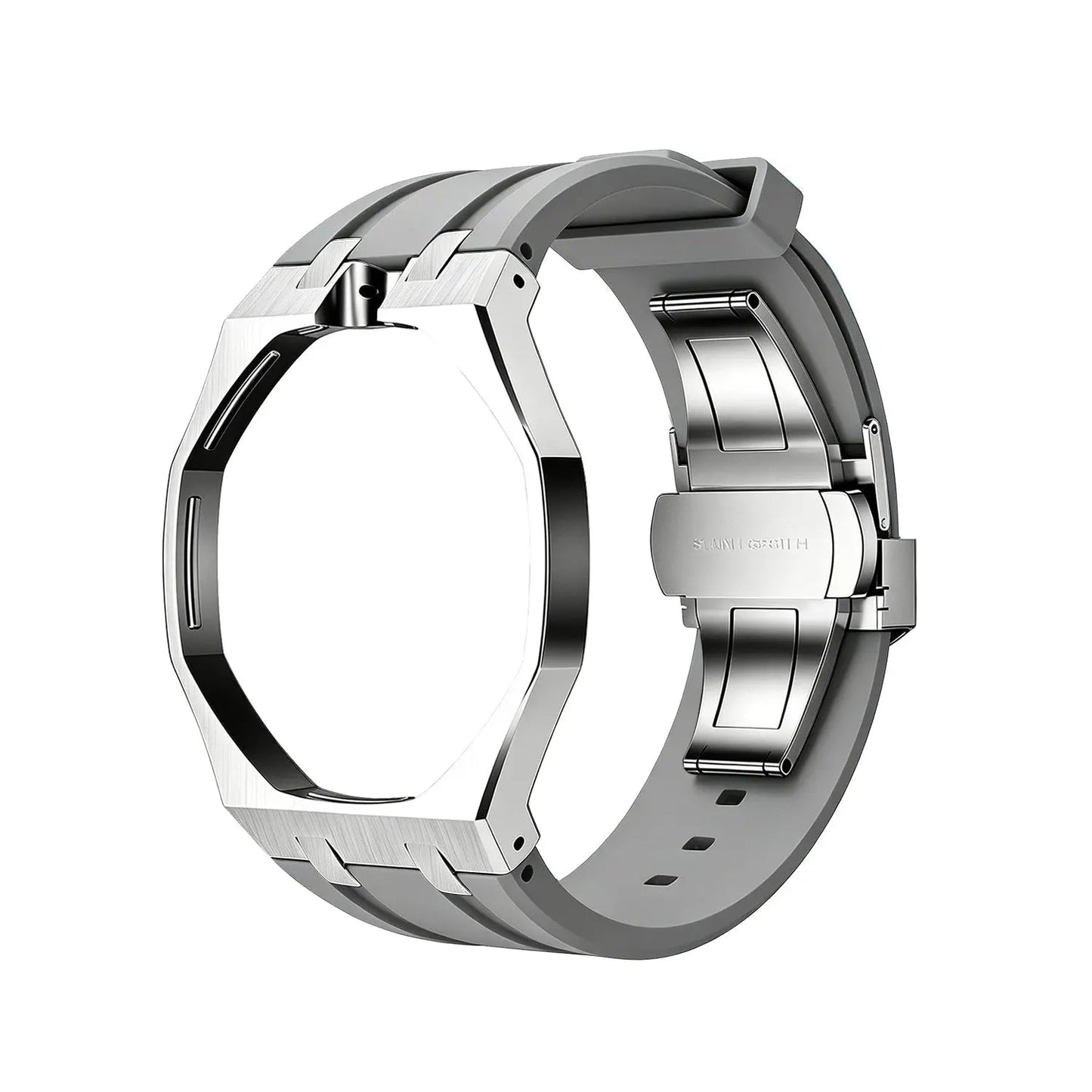 Grey Steel Silicone Bracelet