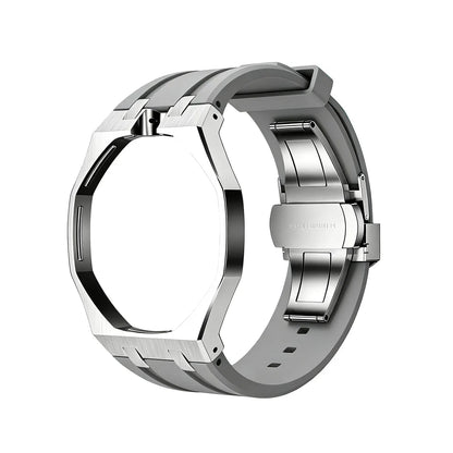 Grey Steel Silicone Bracelet