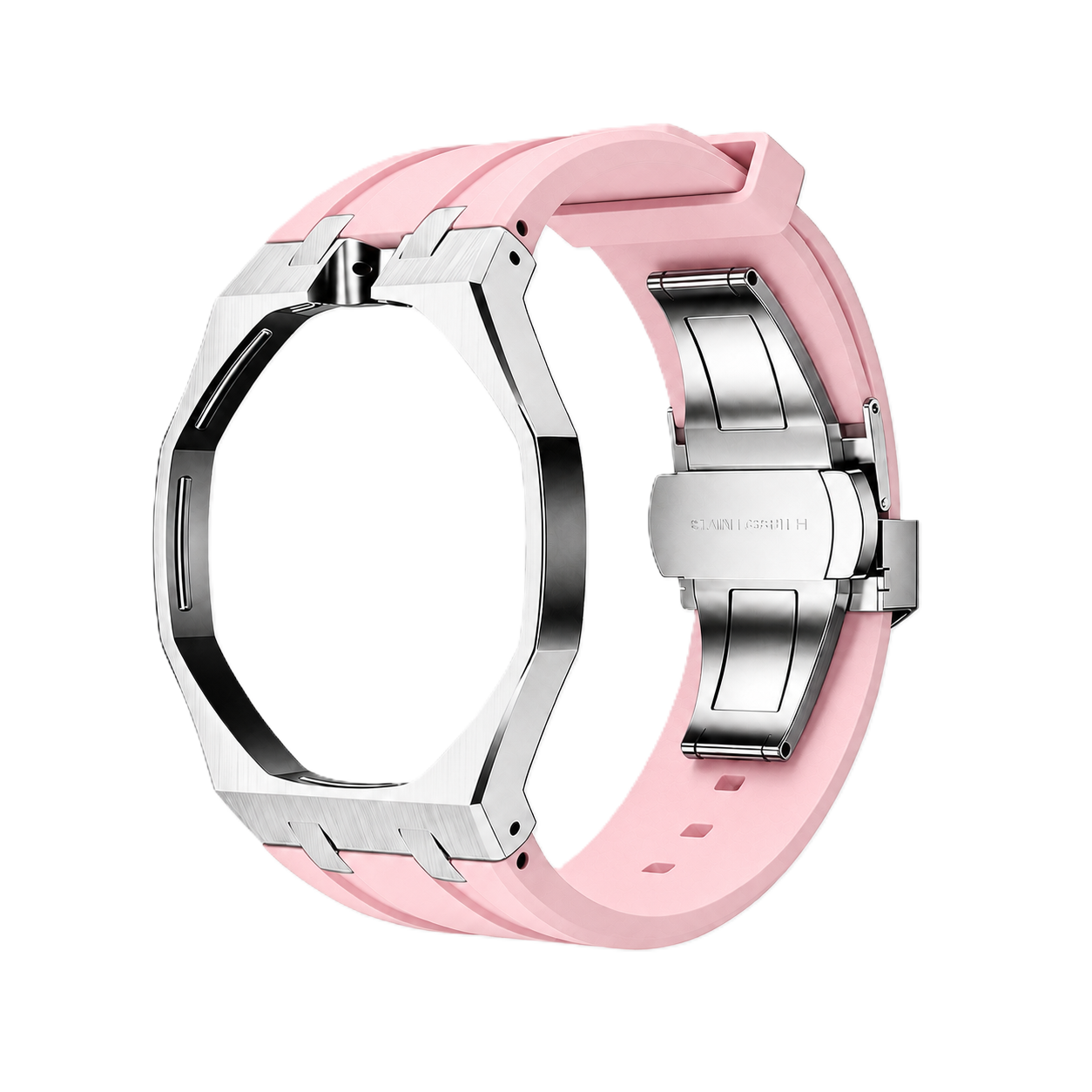 Light Pink Steel Silicone Bracelet