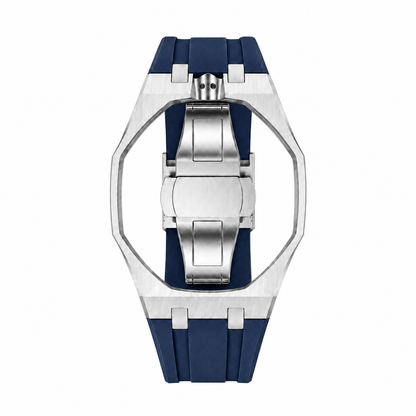Navy Blue Steel Silicone Bracelet