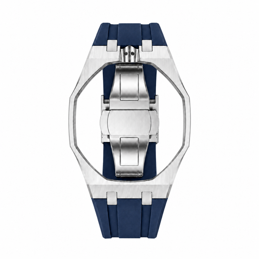 Navy Blue Steel Silicone Bracelet