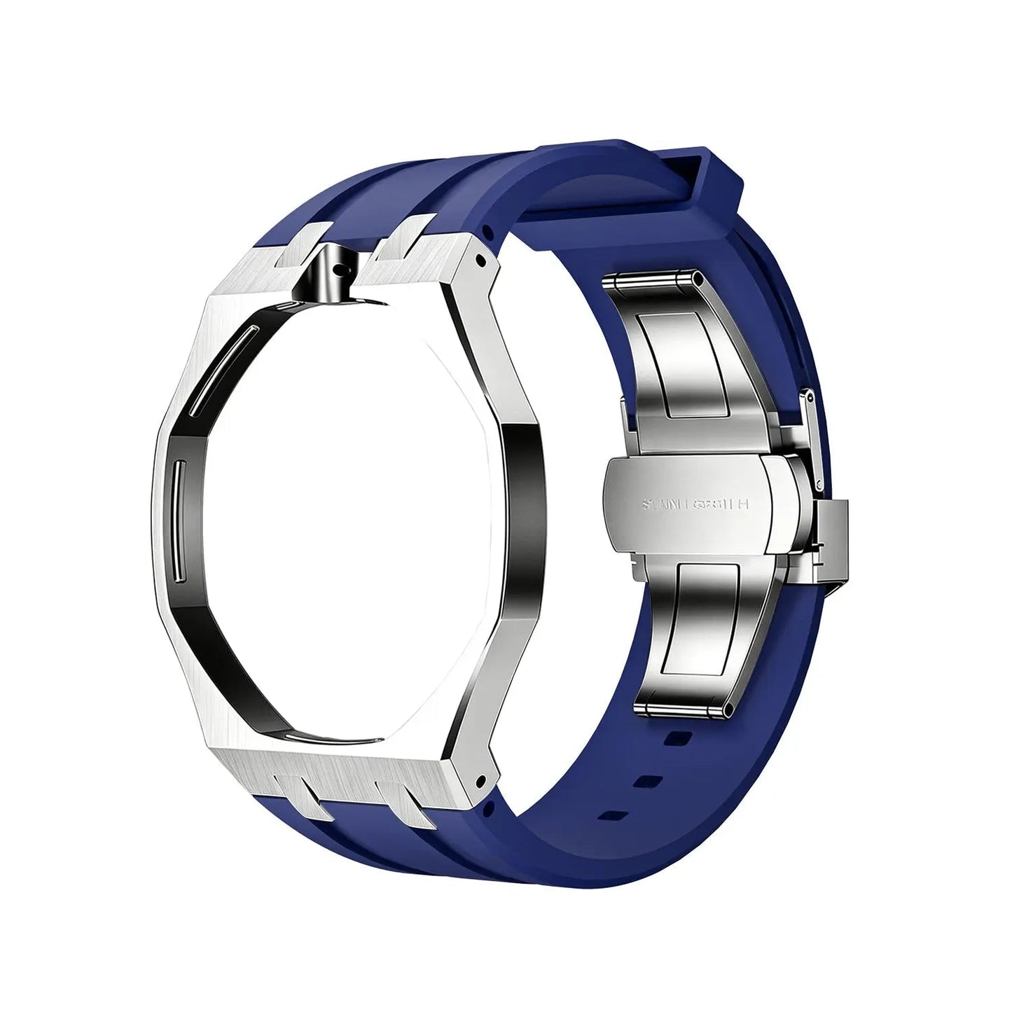 Navy Blue Steel Silicone Bracelet