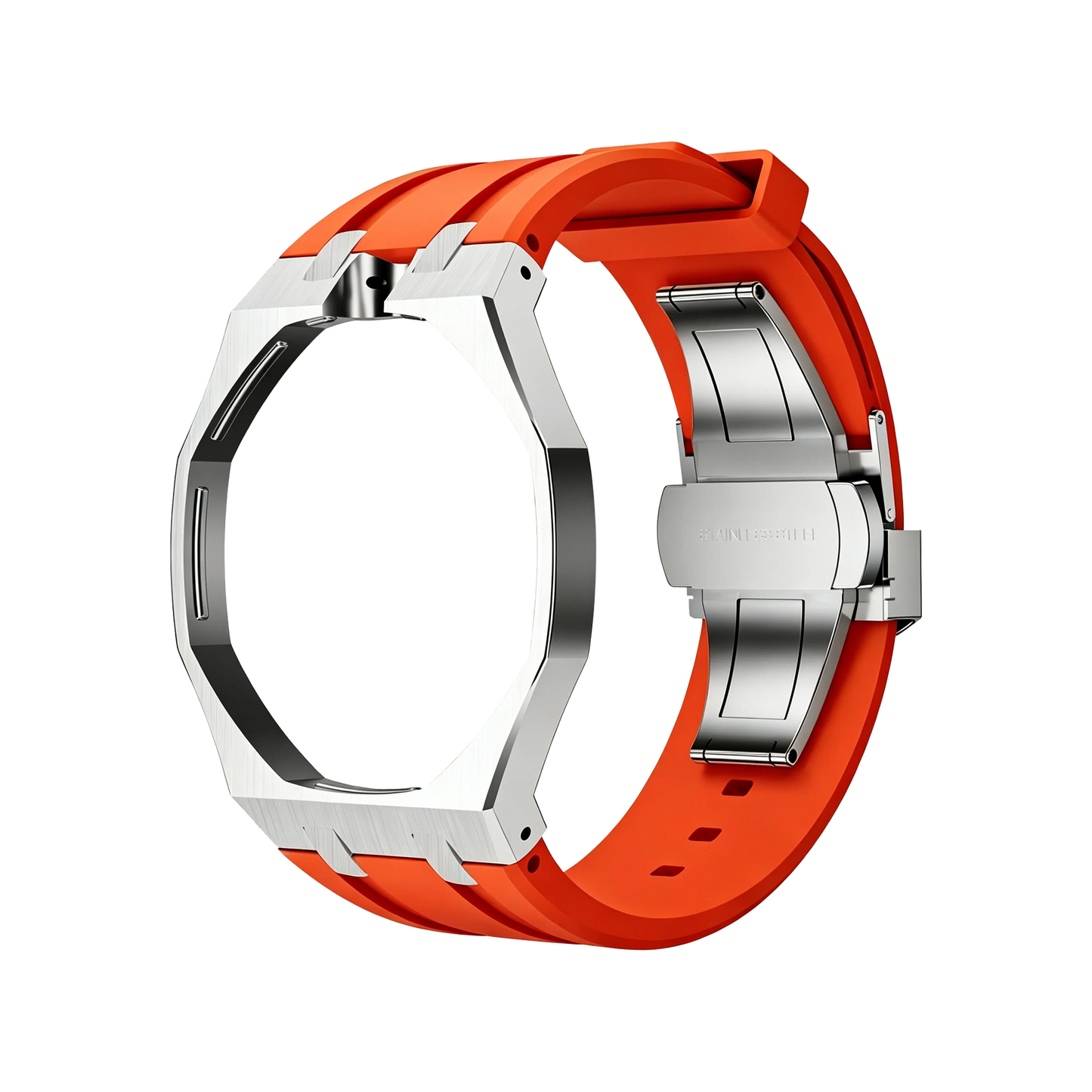 Orange Steel Silicone Bracelet